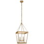 Visual Comfort Launceton 35" Medium Square Lantern with Clear Glass by E.F. Chapman Antique Burnished Brass