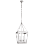 Visual Comfort Launceton 35" Medium Square Lantern with Clear Glass by E.F. Chapman Polished Nickel