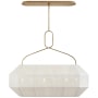 Visual Comfort Forza 49" Medium Linear Lantern with Gathered Linen Shade by Kelly Wearstler Antique Burnished Brass