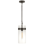Visual Comfort Presidio 14" Small Pendant with Clear Glass by Ian K. Fowler Bronze