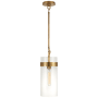 Visual Comfort Presidio 14" Small Pendant with Clear Glass by Ian K. Fowler Hand Rubbed Antique Brass
