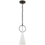 Visual Comfort Limoges 19" Small Pendant by Suzanne Kasler Natural Rusted Iron / Plaster White