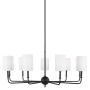 Visual Comfort Foxdale 9 Light 36" Wide LED Chandelier with Linen Shades Midnight Black