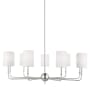 Visual Comfort Foxdale 9 Light 36" Wide LED Chandelier with Linen Shades Brushed Nickel