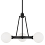 Visual Comfort Clybourn 3 Light 21" Wide Ring Chandelier with Frosted Glass Shades Midnight Black
