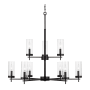 Visual Comfort Zire 9 Light 32" Wide LED Outdoor Pillar Candle Chandelier Midnight Black