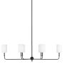 Visual Comfort Foxdale 6 Light 44" Wide LED Linear Chandelier with Linen Shades Midnight Black