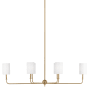 Visual Comfort Foxdale 6 Light 44" Wide LED Linear Chandelier with Linen Shades Satin Brass