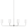 Visual Comfort Foxdale 6 Light 44" Wide LED Linear Chandelier with Linen Shades Brushed Nickel
