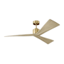 Visual Comfort Adler 52" 3 Blade Indoor Ceiling Fan Burnished Brass / Washed White Oak