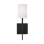 Visual Comfort Foxdale 15" Tall LED Bathroom Sconce with Linen Shade Midnight Black