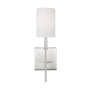 Visual Comfort Foxdale 15" Tall LED Bathroom Sconce with Linen Shade Brushed Nickel