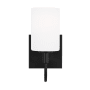 Visual Comfort Oak Moore 10" Tall LED Bathroom Sconce with Frosted Glass Shade Midnight Black