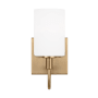 Visual Comfort Oak Moore 10" Tall LED Bathroom Sconce with Frosted Glass Shade Satin Brass