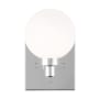 Visual Comfort Clybourn 8" Tall Bathroom Sconce with Frosted Glass Shade Chrome