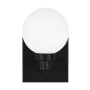 Visual Comfort Clybourn 8" Tall Bathroom Sconce with Frosted Glass Shade Midnight Black