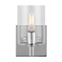 Visual Comfort Fullton 8" Tall Bathroom Sconce with Clear Glass Shade Chrome