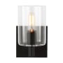 Visual Comfort Fullton 8" Tall Bathroom Sconce with Clear Glass Shade Midnight Black