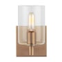Visual Comfort Fullton 8" Tall Bathroom Sconce with Clear Glass Shade Satin Brass