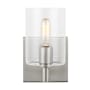 Visual Comfort Fullton 8" Tall Bathroom Sconce with Clear Glass Shade Brushed Nickel