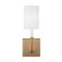 Visual Comfort Greenwich 14" Tall Bathroom Sconce with Linen Shade Satin Brass