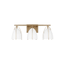Visual Comfort Norman 3 Light 24" Wide Bathroom Vanity Light with Matte White Shades Satin Brass