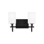 Visual Comfort Oak Moore 2 Light 14" Wide Vanity Light with Frosted Glass Shades Midnight Black