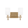Visual Comfort Oak Moore 2 Light 14" Wide Vanity Light with Frosted Glass Shades Satin Brass