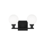 Visual Comfort Clybourn 2 Light 13" Wide Vanity Light with Frosted Glass Shades Midnight Black