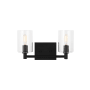 Visual Comfort Fullton 2 Light 14" Wide Vanity Light with Clear Glass Shades Midnight Black