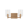 Visual Comfort Fullton 2 Light 14" Wide Vanity Light with Clear Glass Shades Satin Brass