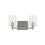 Visual Comfort Fullton 2 Light 14" Wide Vanity Light with Clear Glass Shades Brushed Nickel