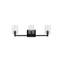 Visual Comfort Fullton 3 Light 25" Wide LED Vanity Light with Clear Glass Shades Midnight Black