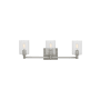 Visual Comfort Fullton 3 Light 25" Wide LED Vanity Light with Clear Glass Shades Brushed Nickel