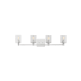 Visual Comfort Fullton 4 Light 35" Wide LED Vanity Light with Clear Glass Shades Chrome