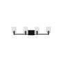 Visual Comfort Fullton 4 Light 35" Wide LED Vanity Light with Clear Glass Shades Midnight Black