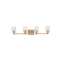 Visual Comfort Fullton 4 Light 35" Wide LED Vanity Light with Clear Glass Shades Satin Brass