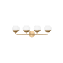 Visual Comfort Alvin 4 Light 33" Wide Vanity Light with Frosted Glass Shades Satin Brass