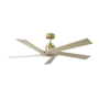 Visual Comfort Aspen 56" 5 Blade Indoor Ceiling Fan Burnished Brass / Washed White Oak