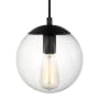 Visual Comfort Leo 8" Wide Mini Pendant with Clear, Seedy Glass Shade Midnight Black