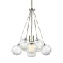 Visual Comfort Bronzeville 14" Wide Pendant with Clear, Seedy Glass Globes Brushed Nickel