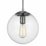 Visual Comfort Leo 10" Wide Mini Pendant with Clear, Seedy Glass Shade Satin Aluminum