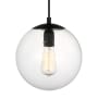 Visual Comfort Leo 10" Wide Mini Pendant with Clear, Seedy Glass Shade Midnight Black