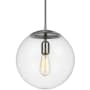Visual Comfort Leo 12" Wide Pendant with Clear, Seedy Glass Shade Satin Aluminum