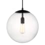 Visual Comfort Leo 14" Wide Pendant with Clear, Seedy Glass Shade Midnight Black