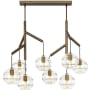 Visual Comfort Sedona 8 Light 40" Wide LED Linear Chandelier Aged Brass / Clear Shade / 2700K