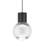 Visual Comfort Mina 5" Wide LED Mini Pendant with Black and White Cord - 2200K Black
