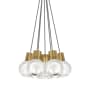 Visual Comfort Mina 14" Wide LED Natural Brass Multi Light Pendant Black / White