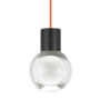 Visual Comfort Mina 7 Light 15-3/32" Wide LED Multi Light Pendant with a Clear Outer and Inner Etched Glass Spheres - 3000K Black / Orange Cord