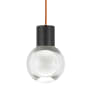 Visual Comfort Mina 7 Light 15-3/32" Wide LED Multi Light Pendant with a Clear Outer and Inner Etched Glass Spheres - 3000K Black / Copper Cord